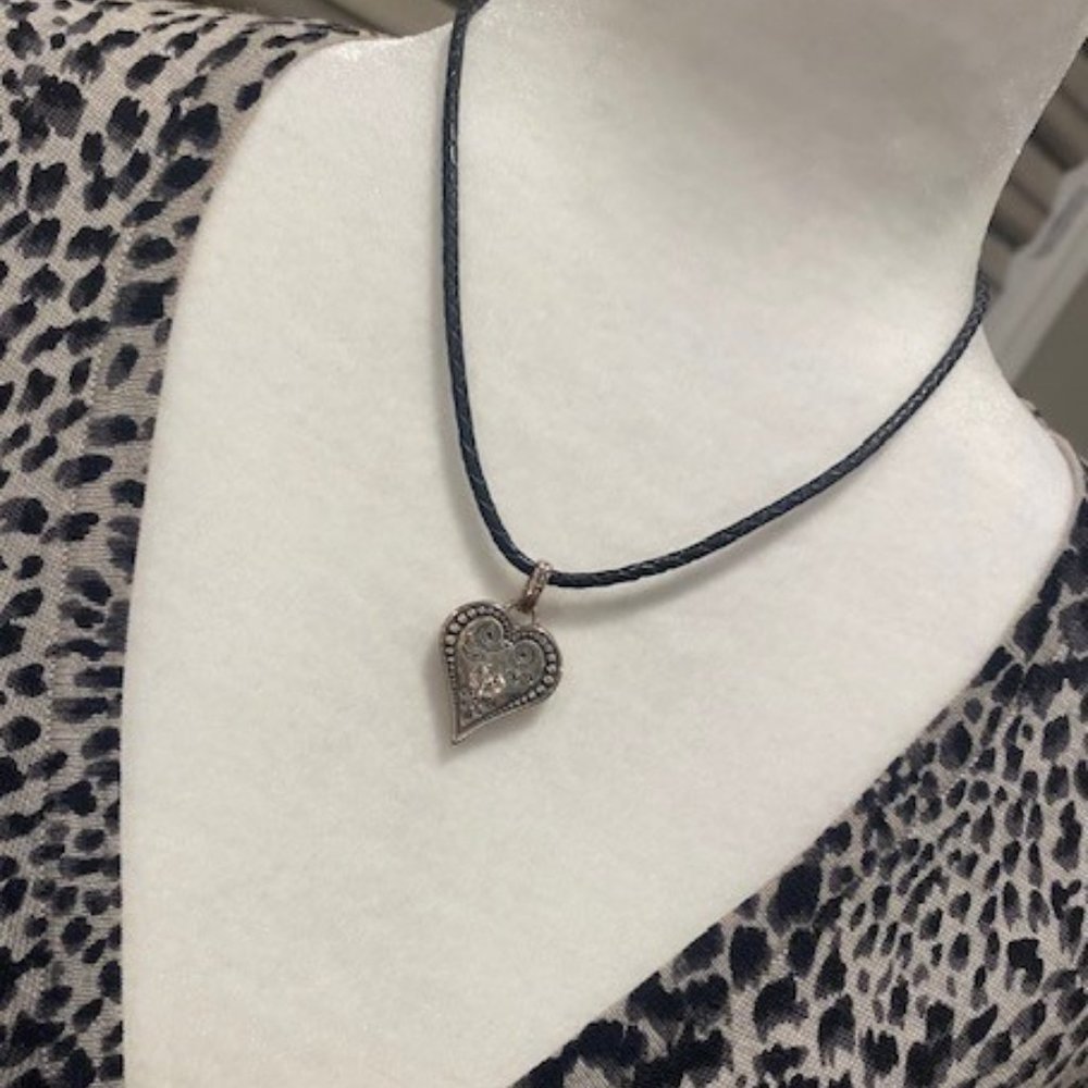 BRIGHTON® Ophelia Silver Heart Leather Necklace